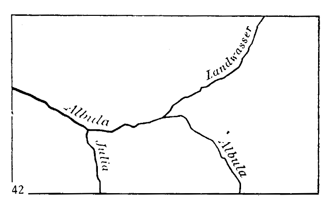 Imhof paper, figure 42 showing label placement along rivers