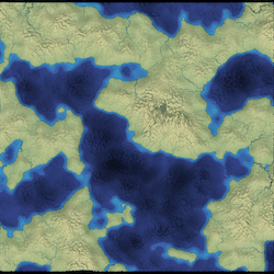 Land masses produced with noise functions